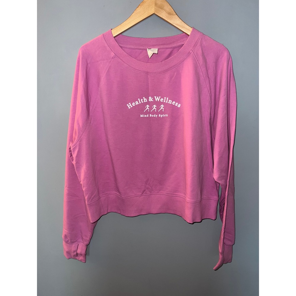 All In Motion Pink Health & Wellness Graphic Cropped Sweatshirt Thumbholes L